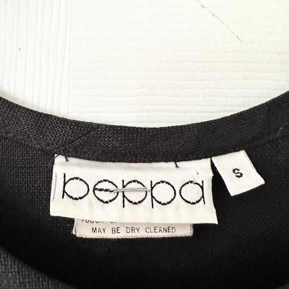 Beppa Vintage Black Linen Art To Wear Long Jumper Overall Dress Jacket Set Small - Picture 7 of 11